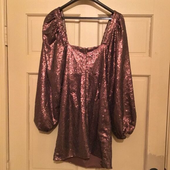 Kat Long Sleeve Bodycon Mini Dress in Chocolate Sequin - Showpo Bodycon Dresses - Picture 9 of 12